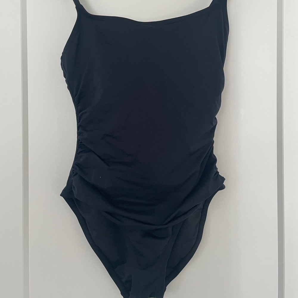 Shirred Maillot Solid One-Piece Swimsuit